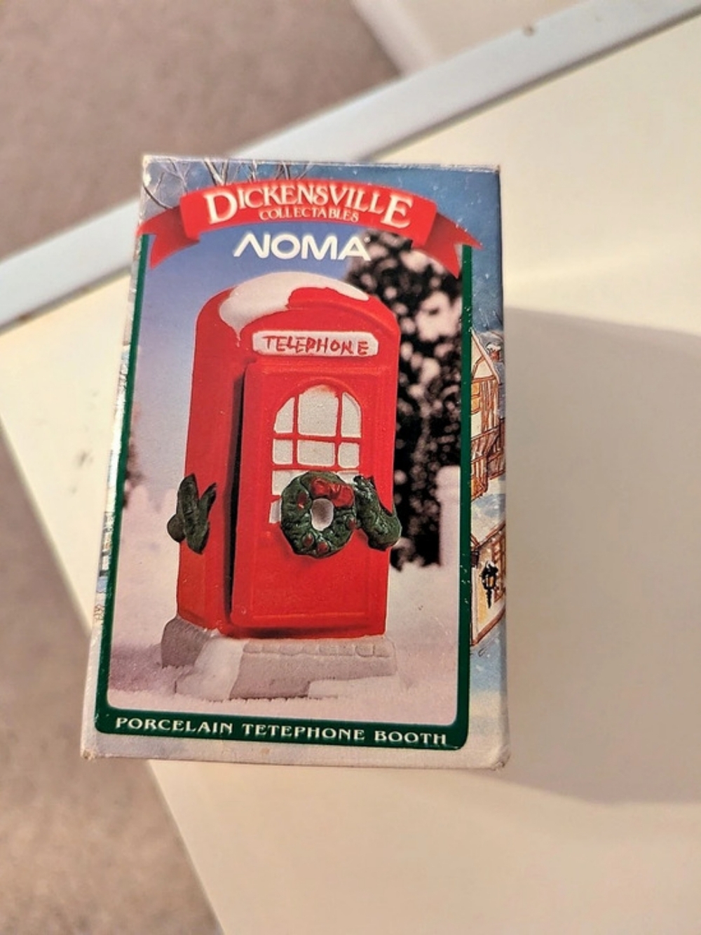Noma Dickensville Christmas Telephone Booth Porcelain Christmas Ornament Red